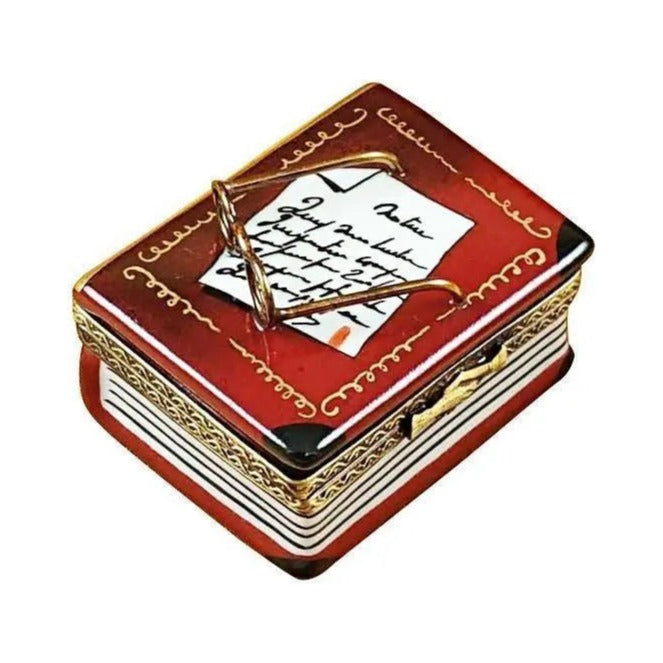 Book with Glasses by Rochard, an authentic French Limoges box from Limoges Boutique