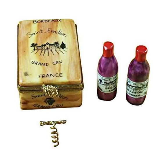 Authentic Rochard Bordeaux Wine Crate Taster Set Limoges box, hand-painted in France, from Limoges Boutique