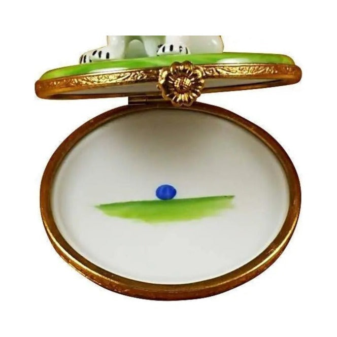 Fine art lovers will admire this Boston Terrier Dog Limoges box