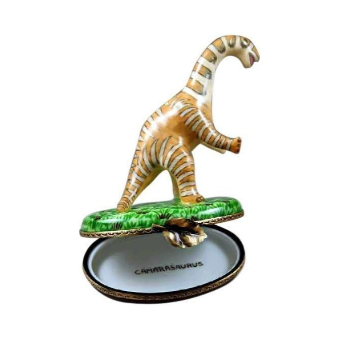 Every brushstroke by hand on the Brachiosaurus Limoges box from France