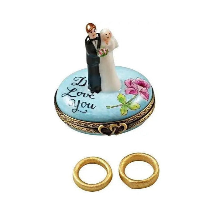 Bride and Groom with 2 Removable Rings by Rochard, an authentic French Limoges box from Limoges Boutique