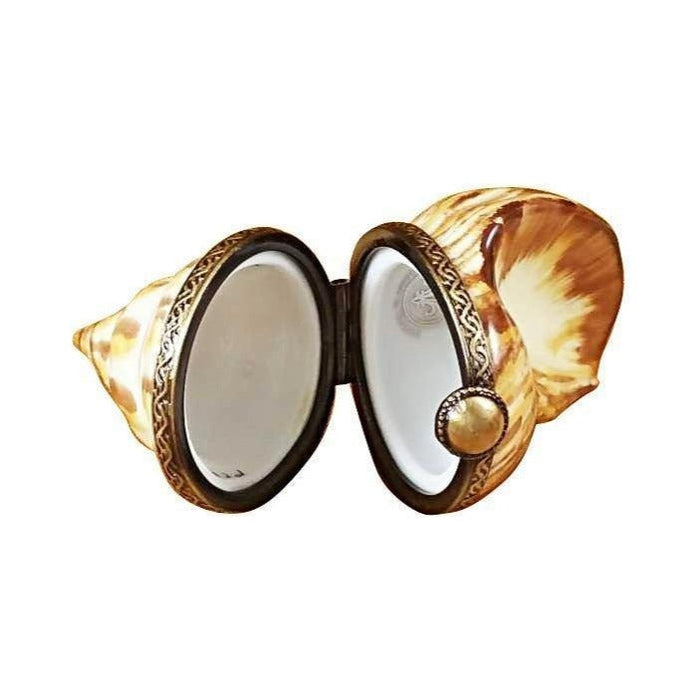 Fine art lovers will admire this Brown Seashell for Coastal Limoges box