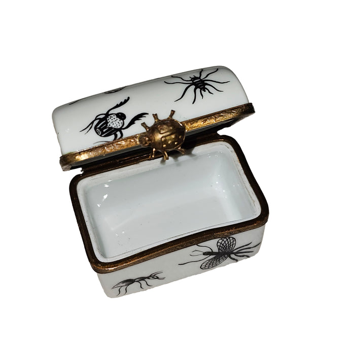 Bugs on Elegant Trunk for Unique Collectors Porcelain Limoges Halloween French Trinket Box
