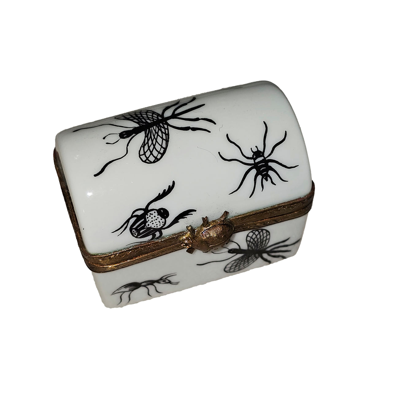Bugs on Elegant Trunk for Unique Collectors Porcelain Limoges Halloween French Trinket Box