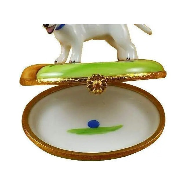 Hand-painted Bull Terrier Dog USA Limoges box, French artistry for lovers of fine art