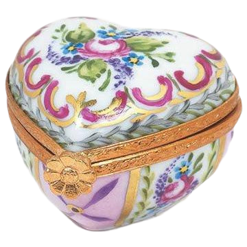 Mini Heart: Malmaison Pink Porcelain Limoges Trinket Box - Limoges Box Boutique
