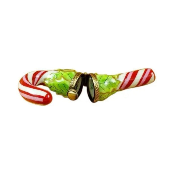 Artisan-painted Candy Cane Christmas Limoges box from France, a cherished collectible