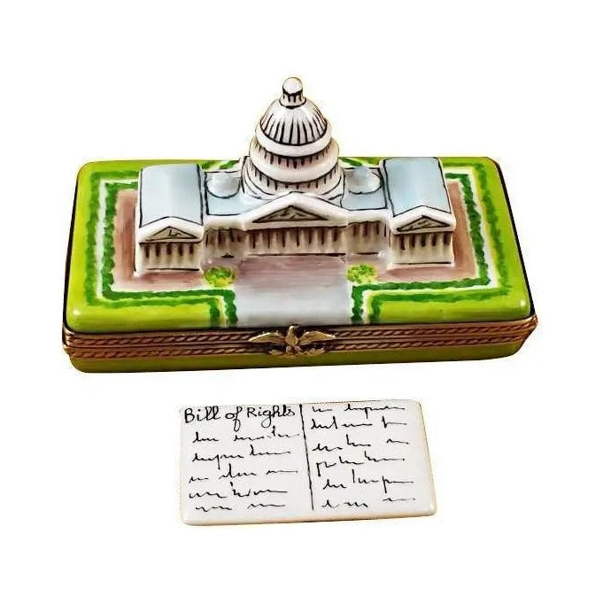 Genuine Rochard Capitol Dome with Removable Bill of Rights Limoges box painted by hand in France, from Limoges Boutique
