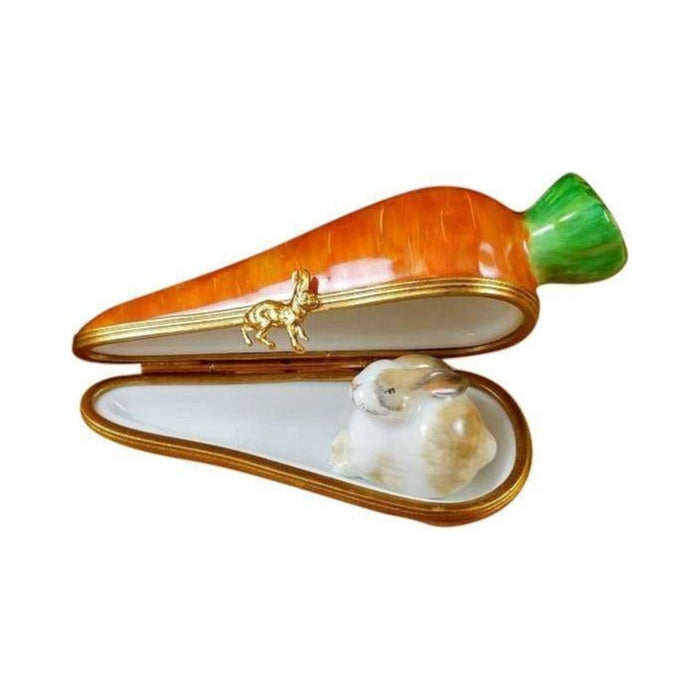 Treasured French collectible: Carrot With Rabbit Limoges box, painted by hand