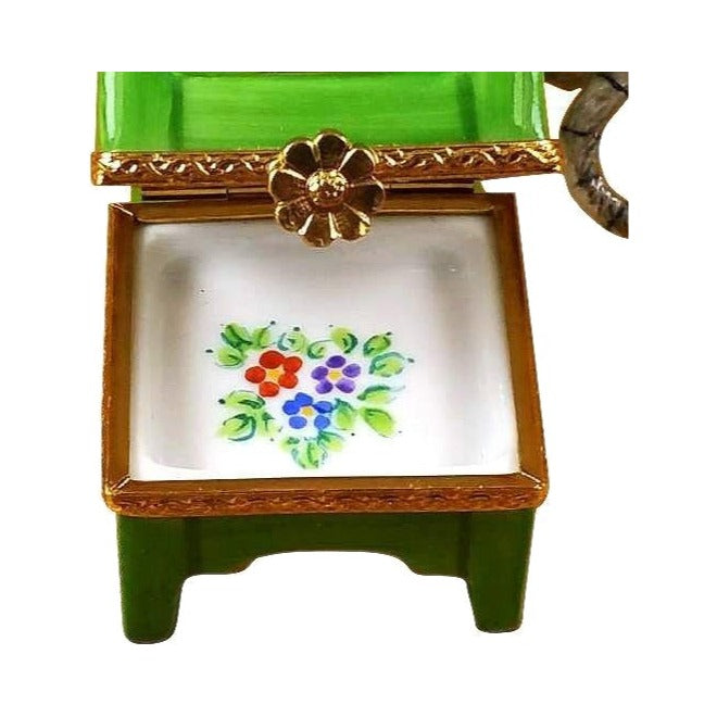 Fine art lovers will admire this Cats on Adirondack Chair Plant Limoges box