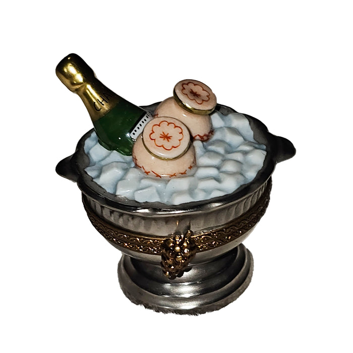 Champagne Celebration Box for Collectors Porcelain Limoges wine spirit French Trinket Box