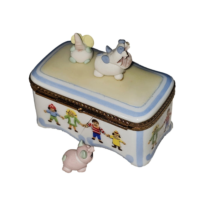 Charming Baby Animal Box for Nursery Porcelain Limoges baby kids French Trinket Box