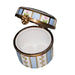 Charming Blue Striped Box for Elegant Gifting Porcelain Limoges Round French Trinket Box