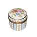 Charming Blue Striped Box for Elegant Gifting Porcelain Limoges Round French Trinket Box