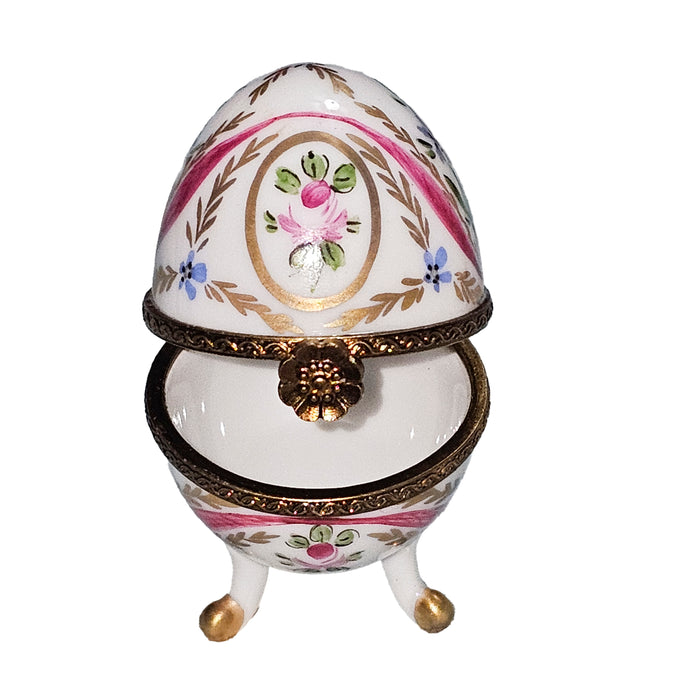 Charming Floral Egg Box for Home Decor Porcelain Limoges egg French Trinket Box