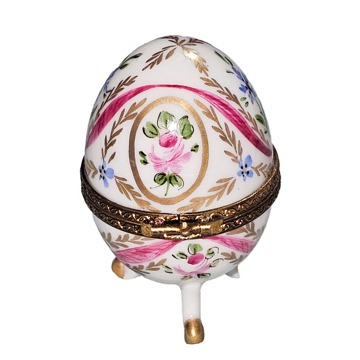 Charming Floral Egg Box for Home Decor Porcelain Limoges egg French Trinket Box