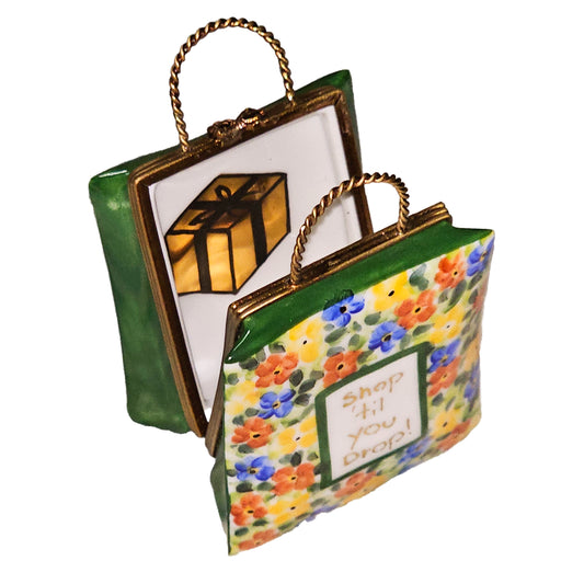 Floral Shopping Bag for Collectors Porcelain Limoges bag purse French Trinket Box