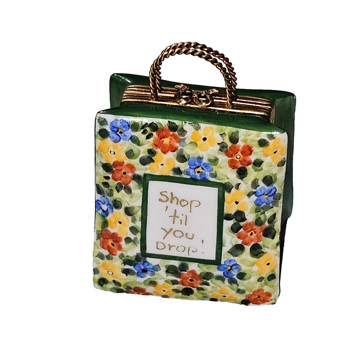 Floral Shopping Bag for Collectors Porcelain Limoges bag purse French Trinket Box