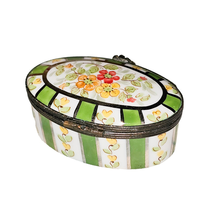 Charming Floral Limoges Box for Home Decor Porcelain Limoges Round French Trinket Box