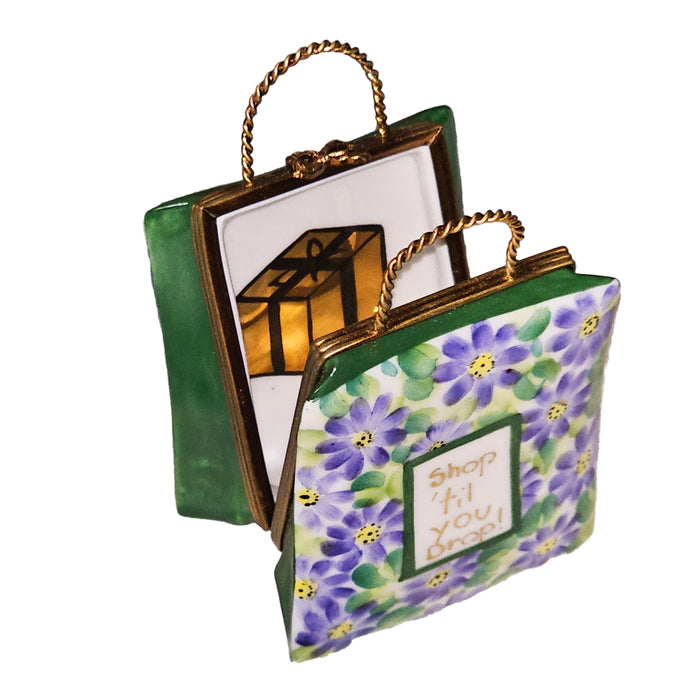 Lilac Shopping Bag Box for Decor Lovers Porcelain Limoges bag purse French Trinket Box