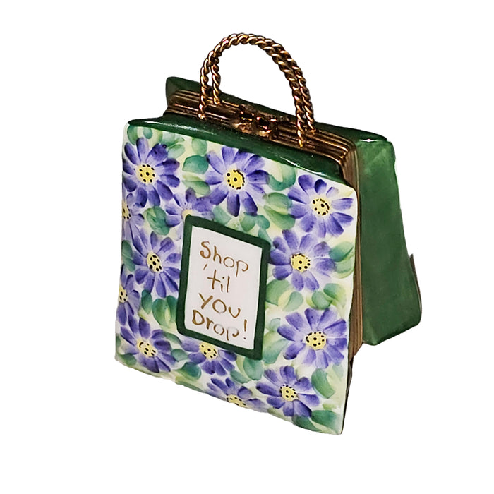 Lilac Shopping Bag Box for Decor Lovers Porcelain Limoges bag purse French Trinket Box
