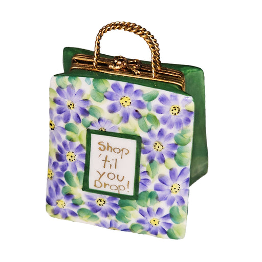 Lilac Shopping Bag Box for Decor Lovers Porcelain Limoges bag purse French Trinket Box