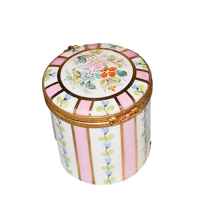 Charming Floral Limoges Box for Home Decor Porcelain Limoges Round French Trinket Box