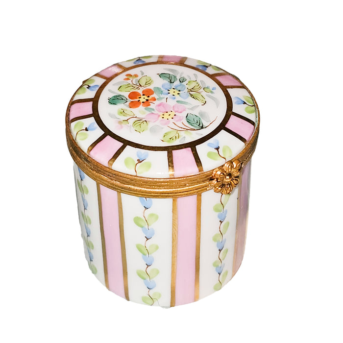 Charming Floral Limoges Box for Home Decor Porcelain Limoges Round French Trinket Box