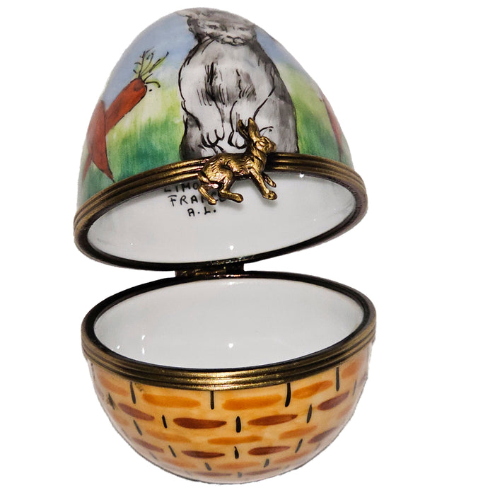 Charming Rabbit Egg for Collectors Porcelain Limoges egg French Trinket Box