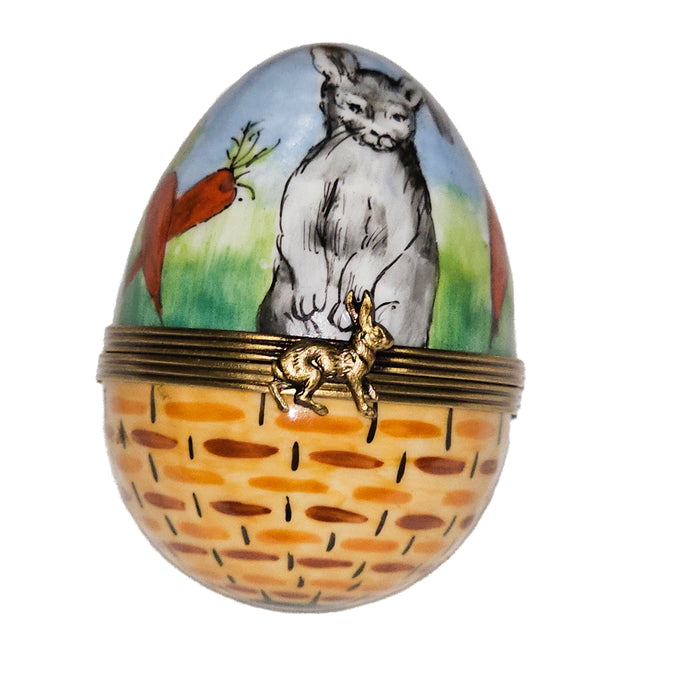 Charming Rabbit Egg for Collectors Porcelain Limoges egg French Trinket Box