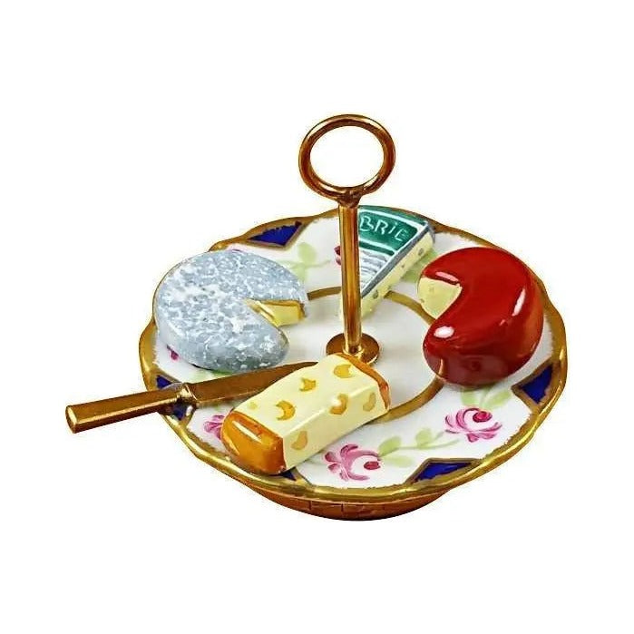 Collectible Cheese Plate Limoges box with artisan brushwork