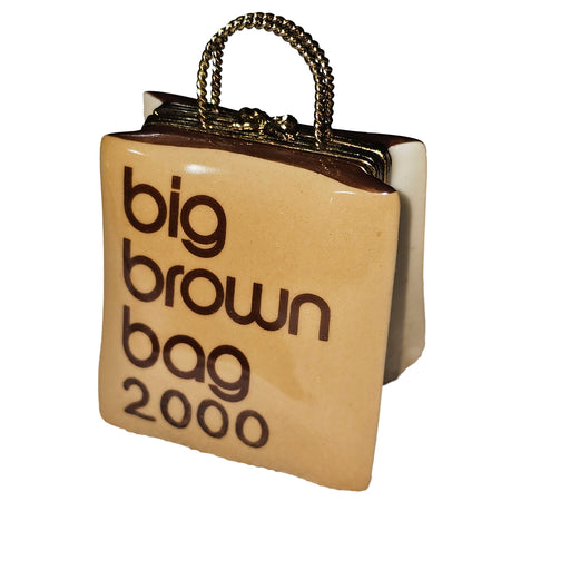 Chic Brown Bag Keepsake for Fashion Lovers Porcelain Limoges Purse Bag French Trinket Box