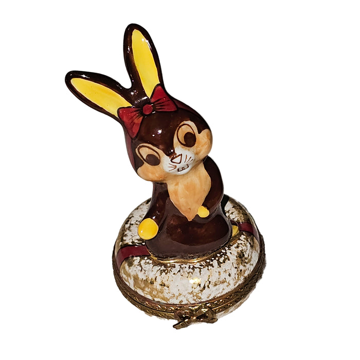 Chocolate Rabbit Keepsake Box Porcelain Limoges Easter Rabbit French Trinket Box