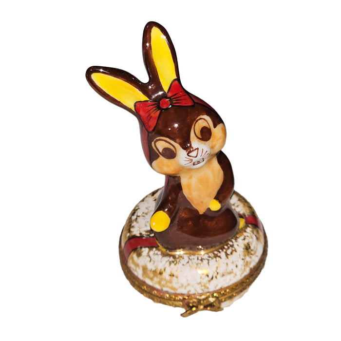 Chocolate Rabbit Keepsake Box Porcelain Limoges Easter Rabbit French Trinket Box