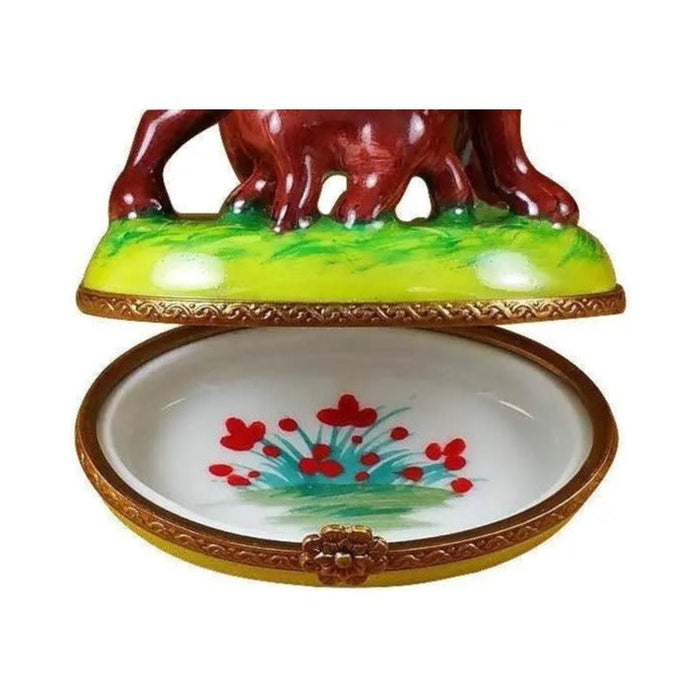 The Chocolate Labrador with Puppy, a Limoges keepsake with true French charm