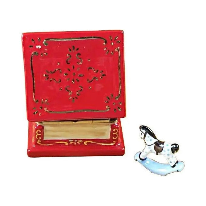 Hand-painted Christmas Toy Chest with Rocking Toy Limoges box, French artistry for lovers of fine art