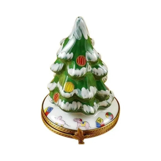 Authentic Rochard Christmas Tree Cheer Limoges box, hand-painted in France for Christmas, from Limoges Boutique