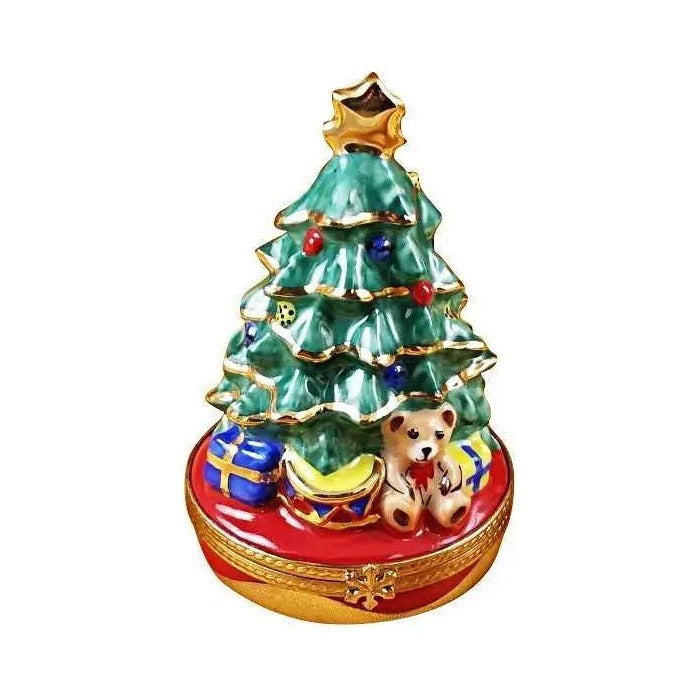 Authentic Rochard Christmas Tree with Gifts Limoges box, hand-painted in France for Christmas, from Limoges Boutique