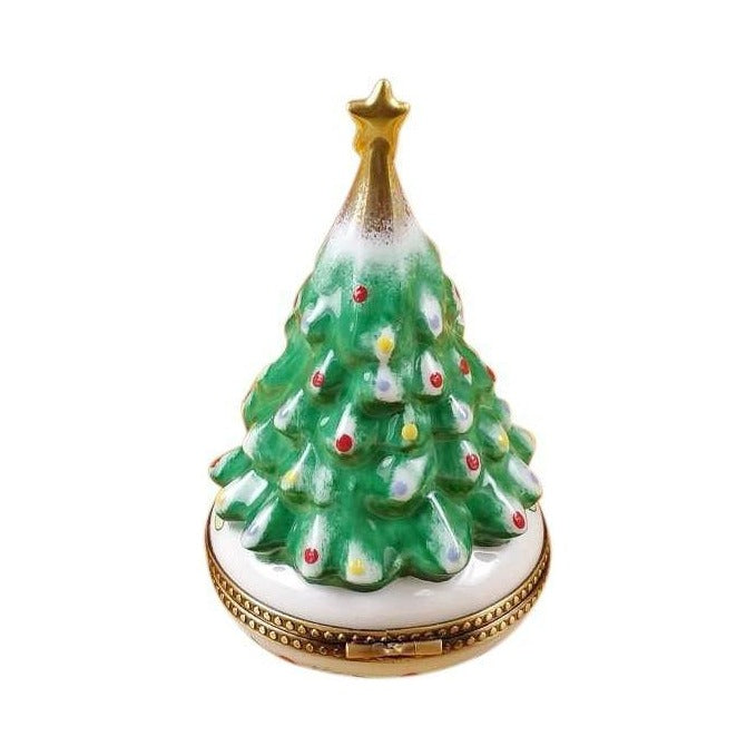 Treasured French collectible: Christmas Tree with Star Holiday Limoges box, painted by hand