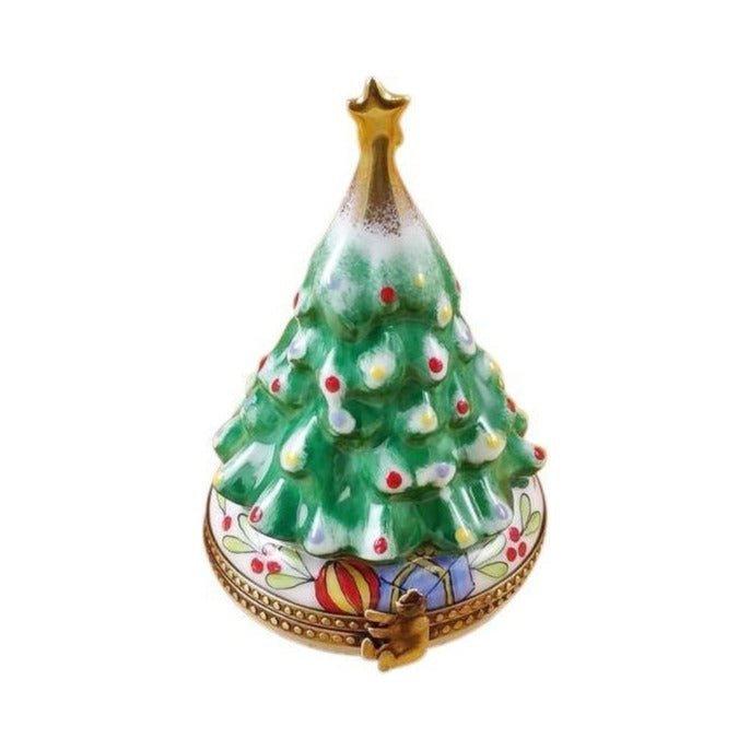 Genuine Rochard Christmas Tree with Star Holiday Limoges box painted by hand in France for Christmas, from Limoges Boutique
