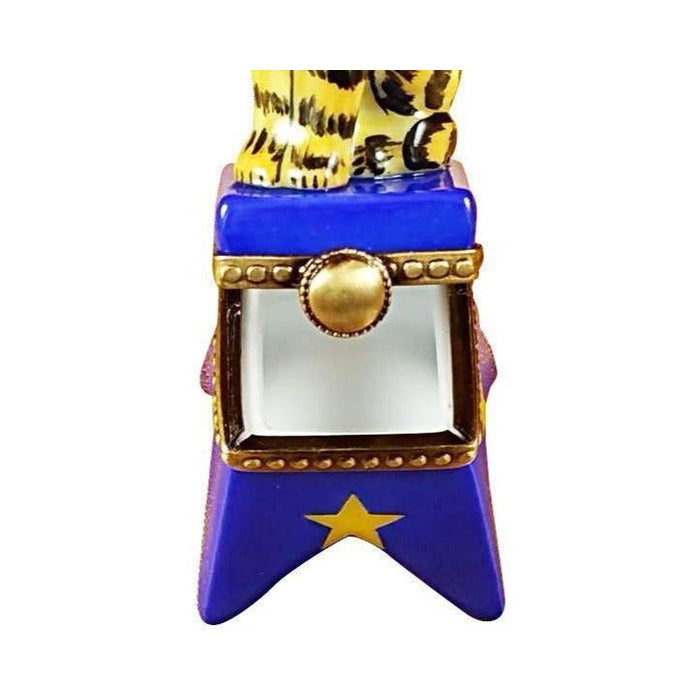 Underside of the Circus Tiger Blue Base Limoges box with the maker's marks collectors look for