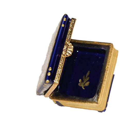 Cobalt Blue Menorah Box for Jewish Celebrations Porcelain Limoges jewish French Trinket Box