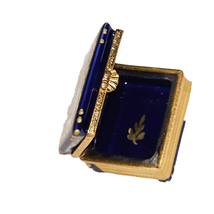 Cobalt Blue Menorah Box for Jewish Celebrations Porcelain Limoges jewish French Trinket Box