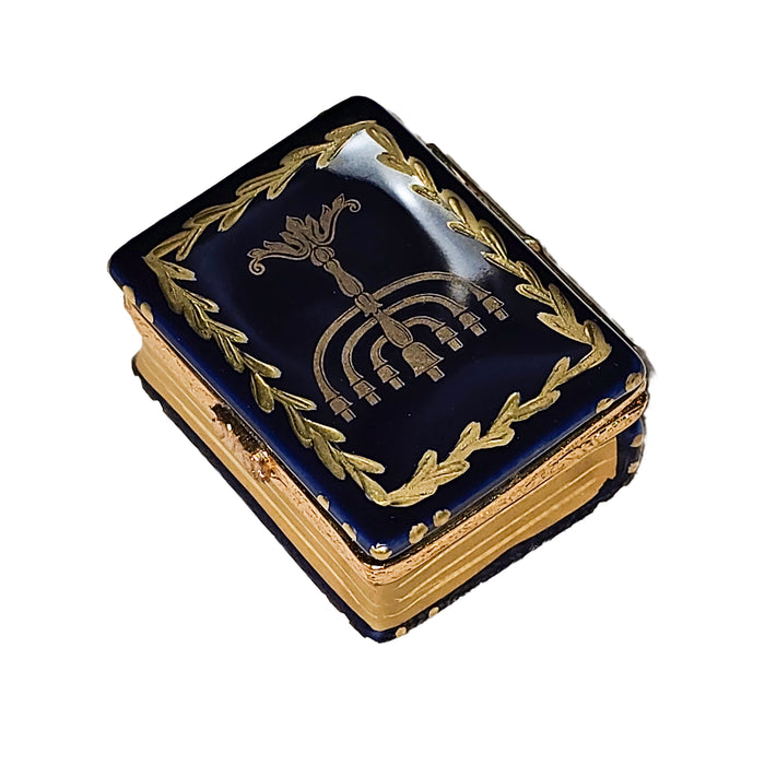 Cobalt Blue Menorah Box for Jewish Celebrations Porcelain Limoges jewish French Trinket Box