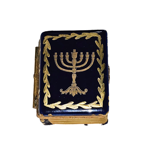 Cobalt Blue Menorah Box for Jewish Celebrations Porcelain Limoges jewish French Trinket Box