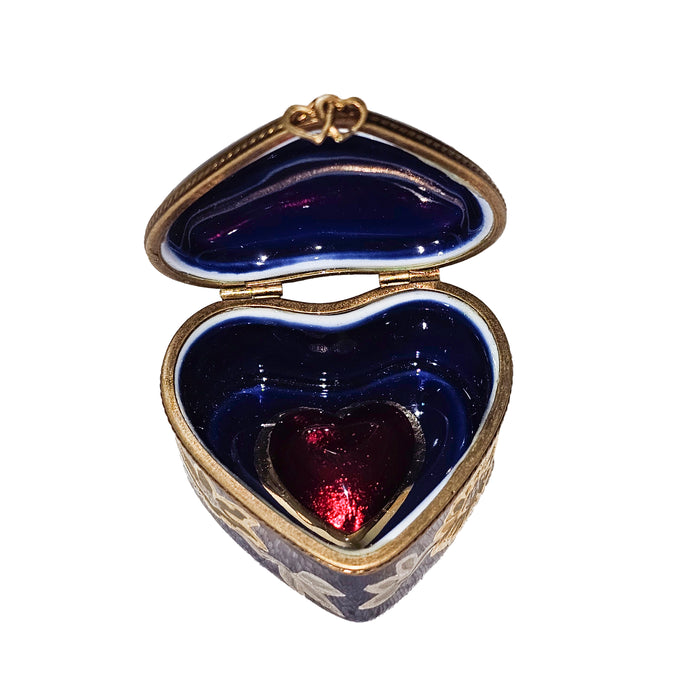 Cobalt Heart for Elegant Gifting Porcelain Limoges heart French Trinket Box