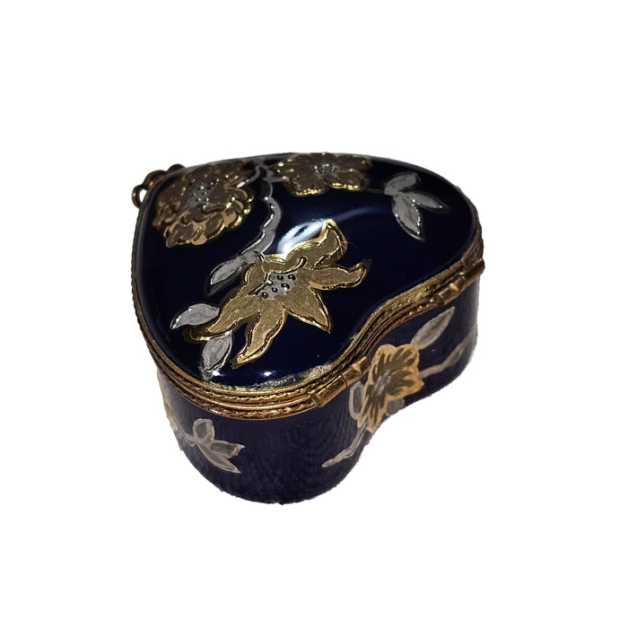 Cobalt Heart for Elegant Gifting Porcelain Limoges heart French Trinket Box