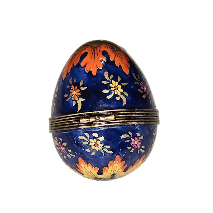 Cobalt Blue Egg Box for Collectors Porcelain Limoges egg French Trinket Box