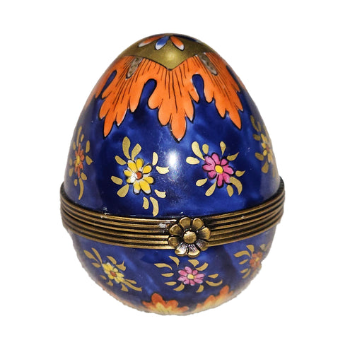 Cobalt Blue Egg Box for Collectors Porcelain Limoges egg French Trinket Box