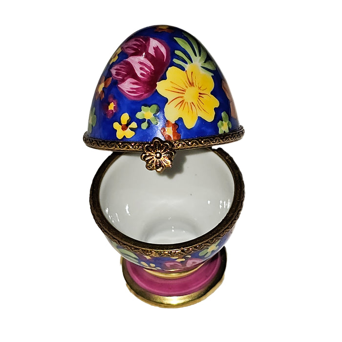 Colorful Floral Egg Delight for Home Decor Porcelain Limoges egg French Trinket Box